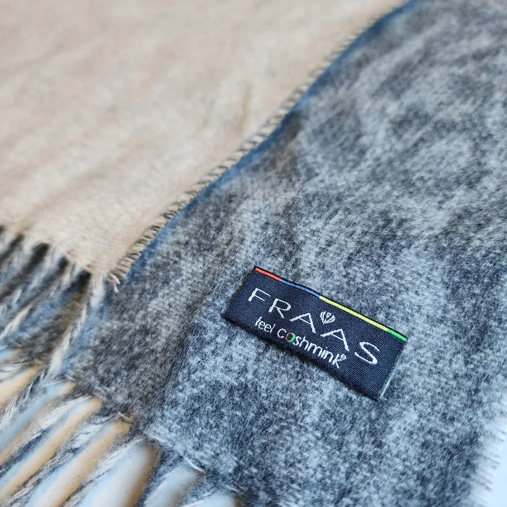 FRAAS Feel Cashmink Taupe & Grey Leopard Oversized Scarf